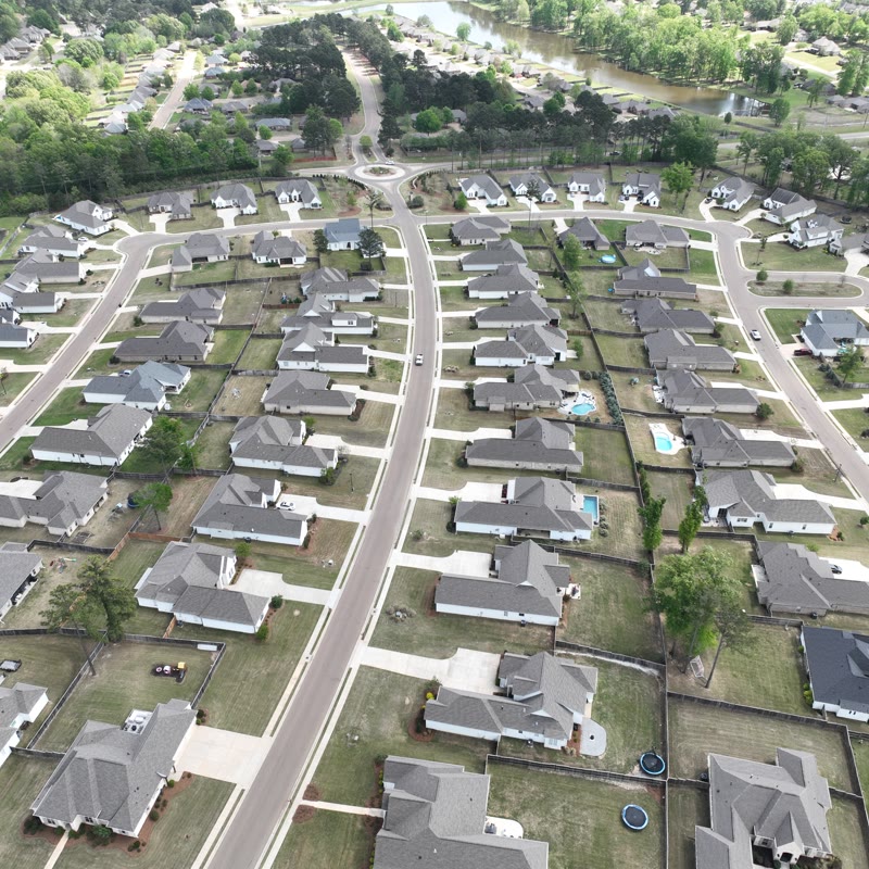 Top-down view of streets and cul-de-sacs